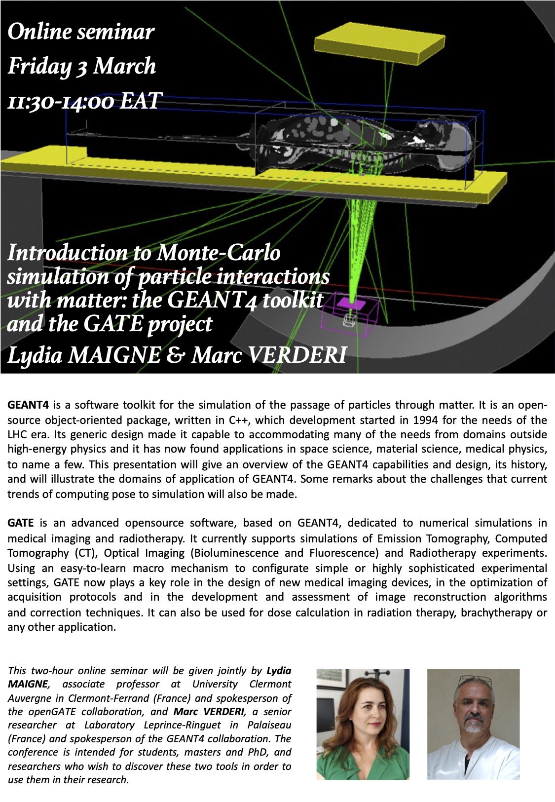 Introduction to MonteCarlo simulation of particle interactions with